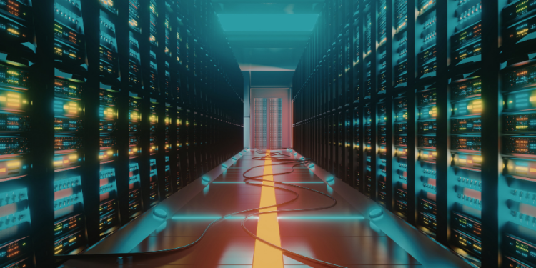 Ilustrasi data center sebagai simpul utama yang memproses data